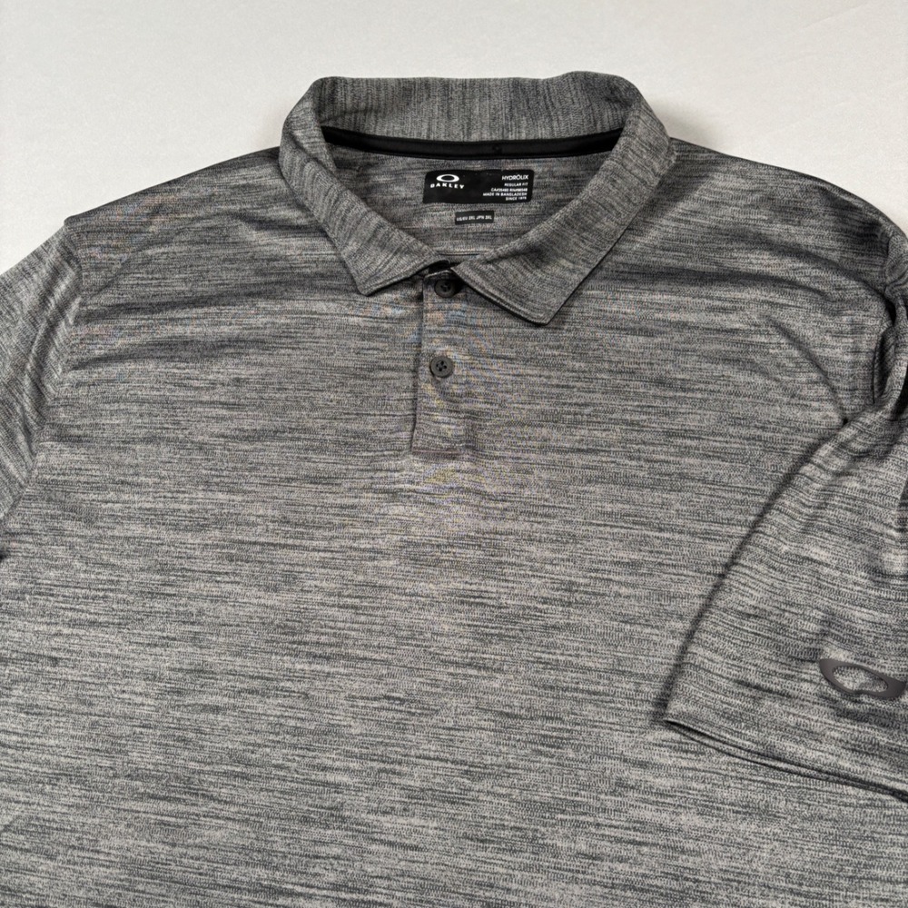 Oakley Polo Shirt Mens XXL Grey Space Dye Hydrolix Short Sleeve FOA404500